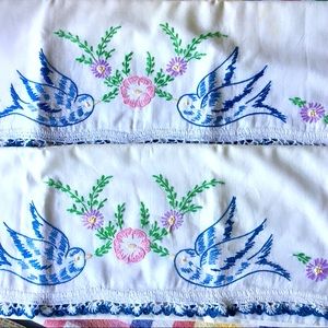 Vintage hand-embroidered pillowcases